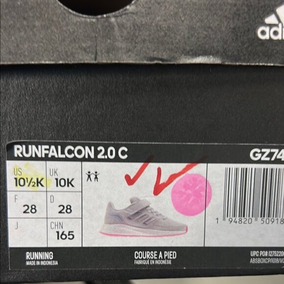 Adidas Gray and Pink Performance Sneakers - Picture 3 of 3